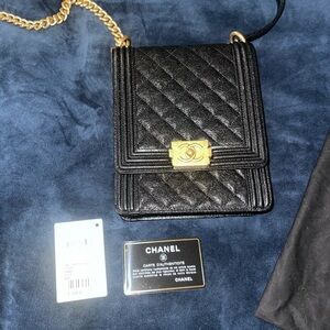 Chanel Black and Gold Quilted Crossbody Bag